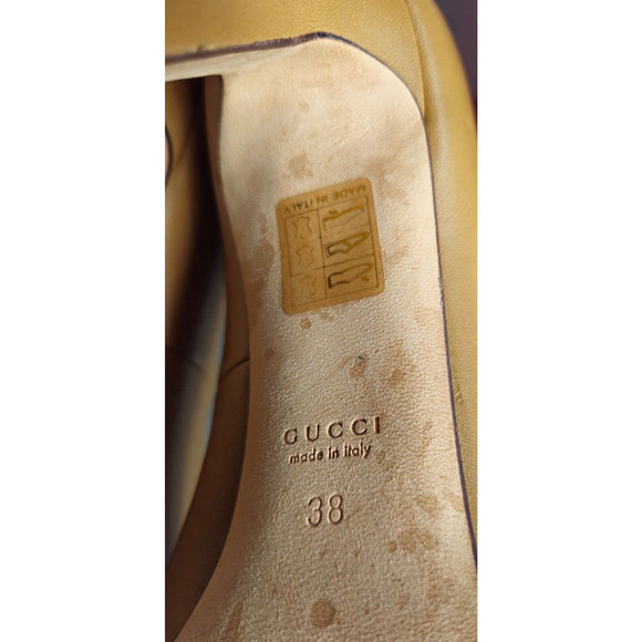 Gucci Womens Pumps 38 US 8 Tan Leather Interlocking G High Heels Slip On Shoes - Picture 14 of 16